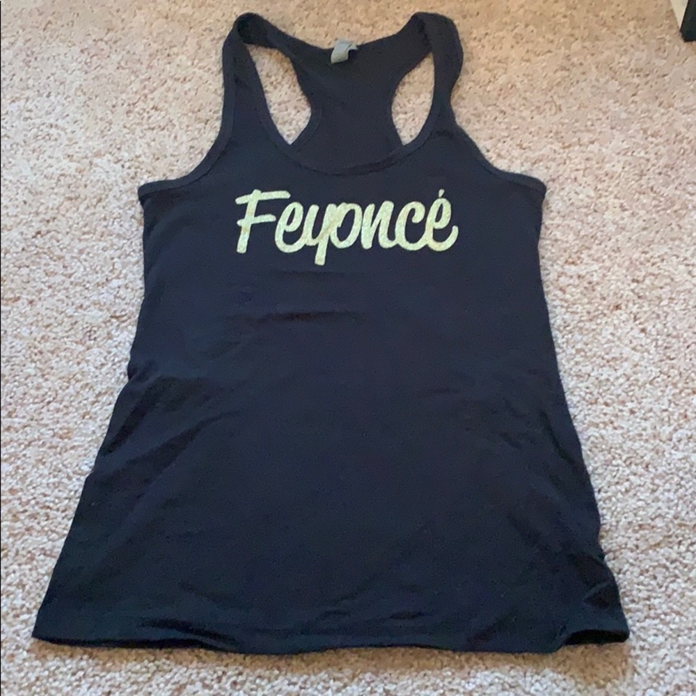 Feyonce racerback with gold glitter lettering
